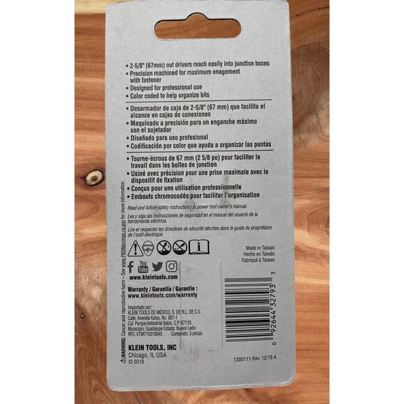 Klein Tools 32793 Pro Impact 5/16 Power Nut Driver Set 3pc New 2 5 8 inch Length - Picture 2 of 6